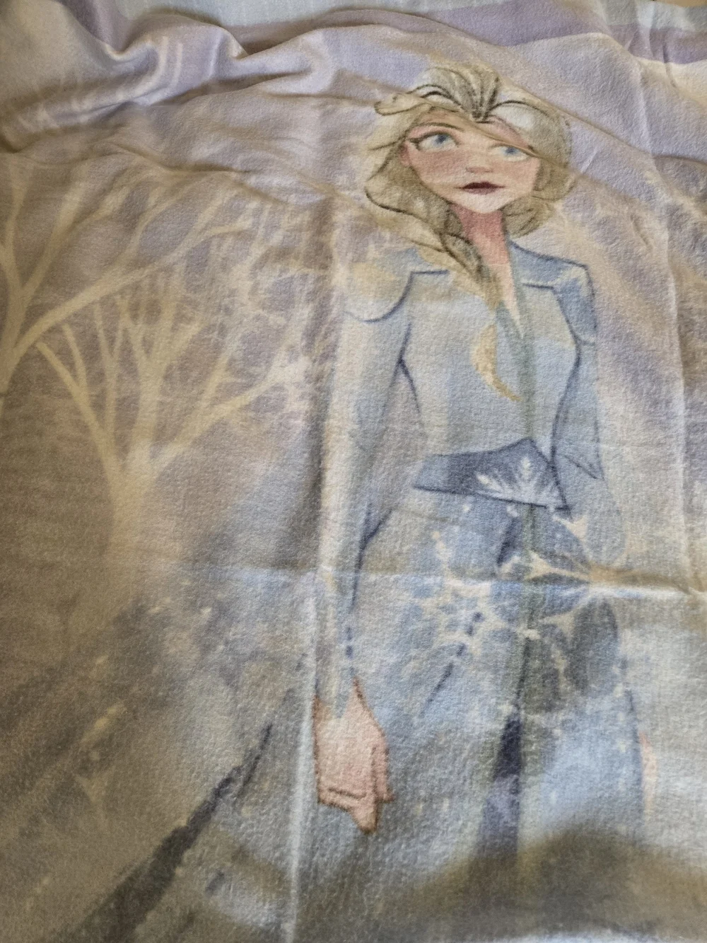 Elsa-Themed Blue Cream Frozen Character Throw Blanket